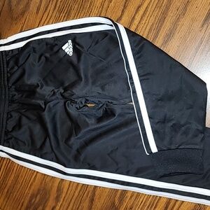 Adidas Kids Black Joggers with White Stripes